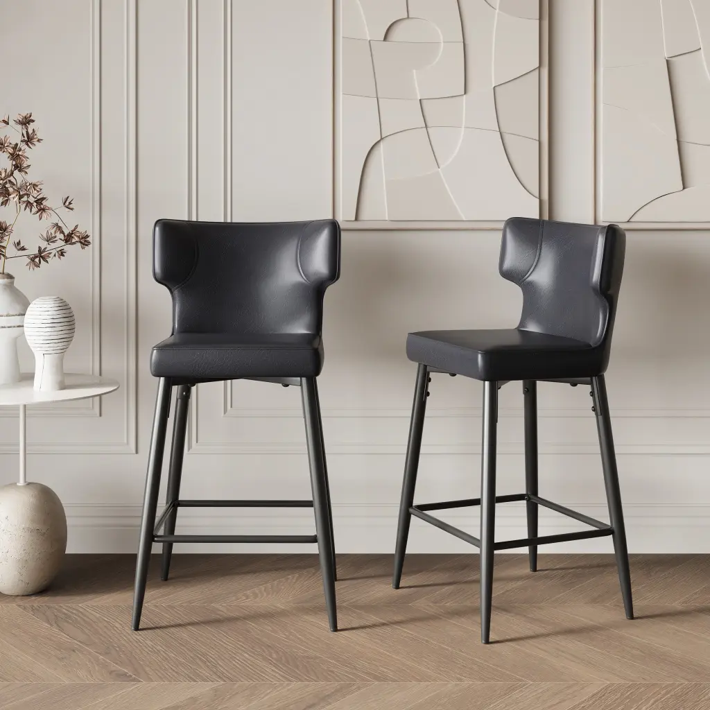 28Inch Counter Height Bar Stools Set 2 Modern Upholstered Chairs nh-vivalux