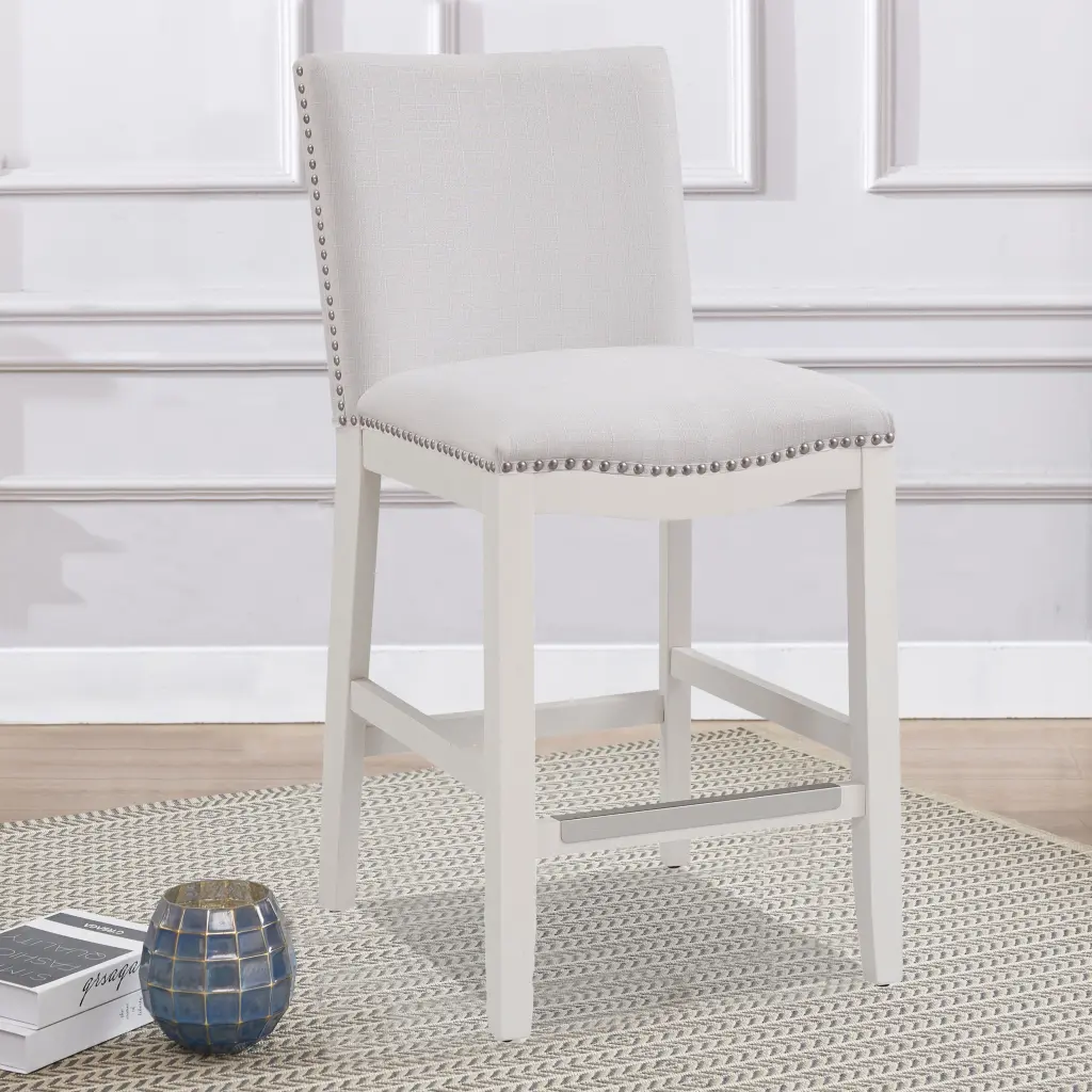 Asheboro Snow Counter Stool White Foam Material ridgecrest home