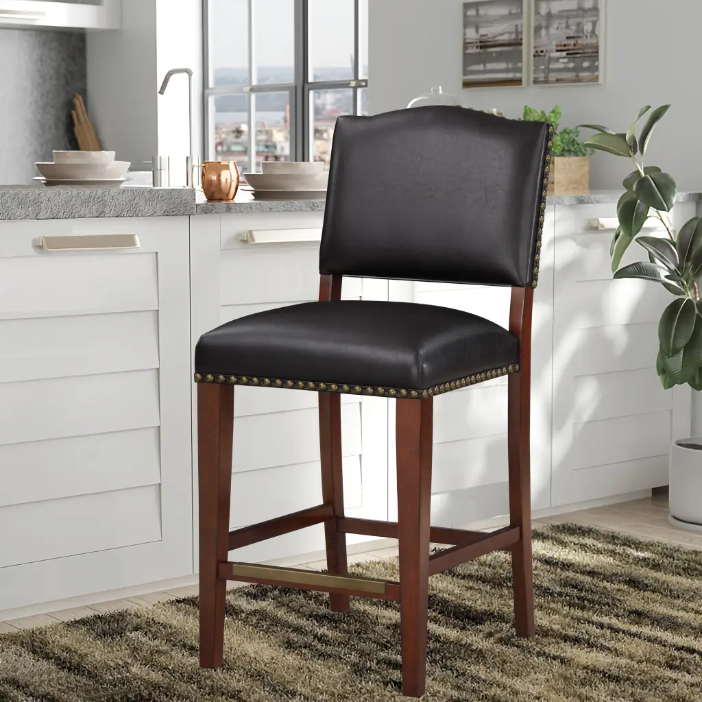 Danbers Faux Hide Brown Counter Stool Nail Heads Bar and Kitchen ridgecrest home