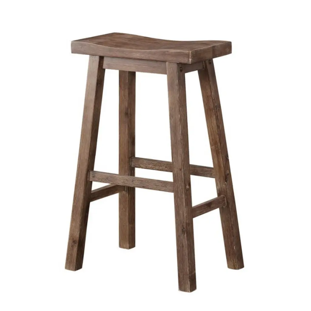 Timber Frame Saddle Seat Bar Height Stool Angled Legs Large Gray royal hampton