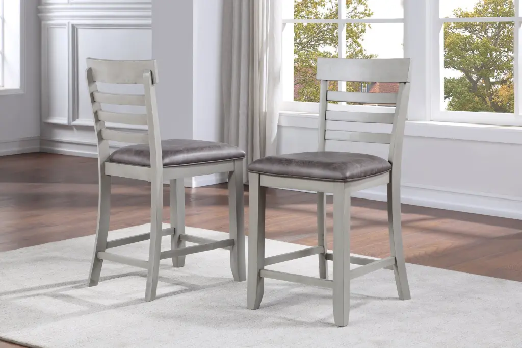 Hyland Counter Chair Set 2 Dark Gray Faux Hide Bar Stools steve silver furniture