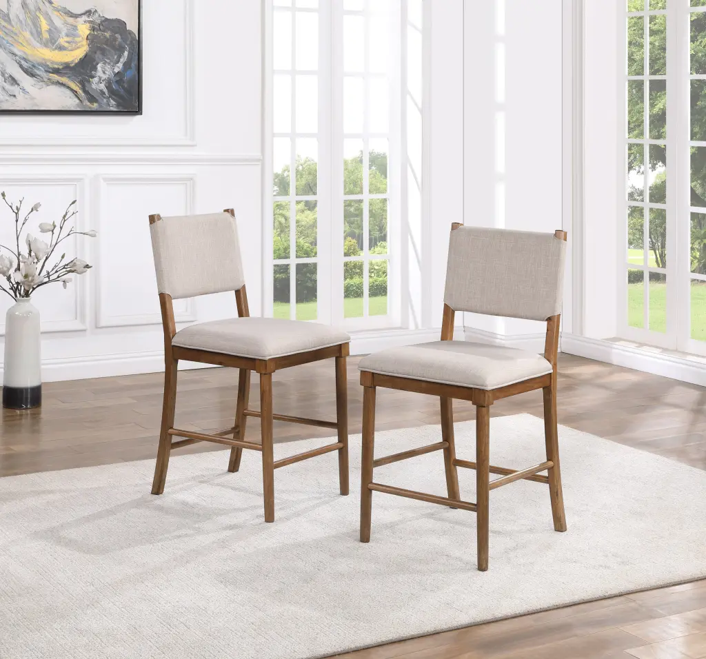 Oslo Counter Chair Set 2 Light Brown Timber Bar Stools steve silver furniture