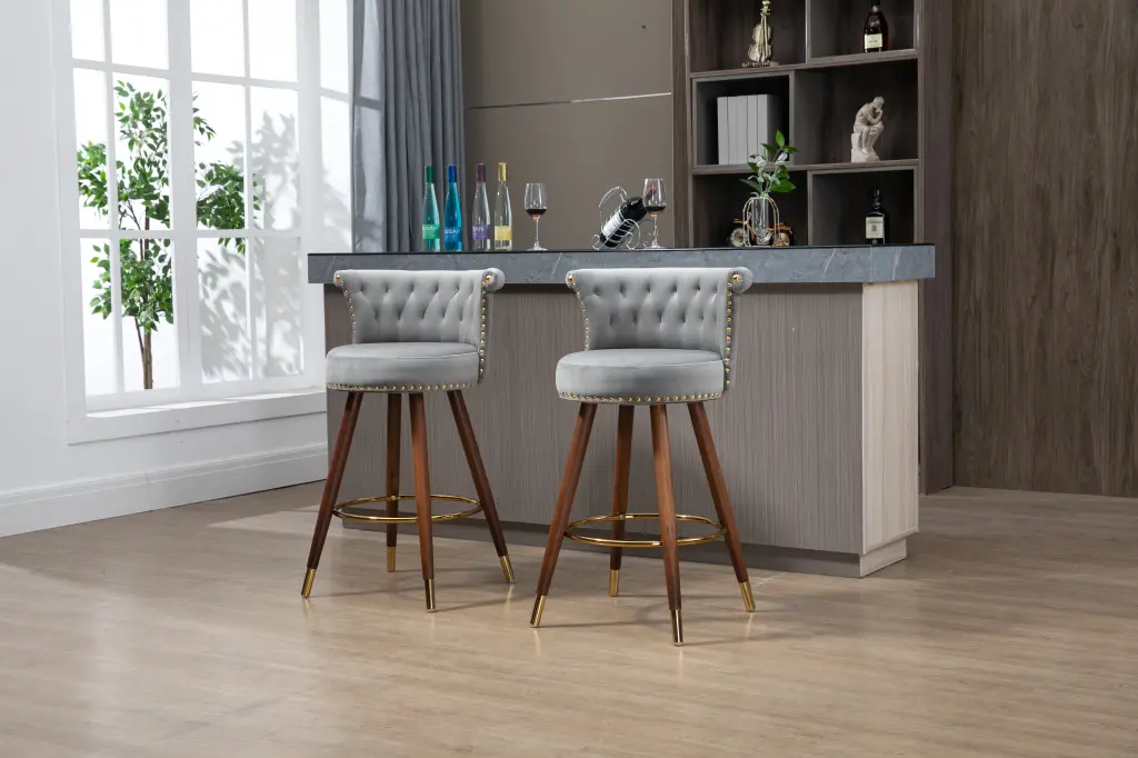 Coolmore Swivel Bar Stools Backrest and Footrest - Fixed Height w1539 coolmore