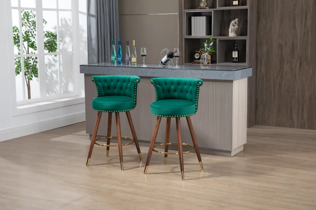 Coolmore Swivel Bar Stools Backrest Footrest Fixed Height w1539 coolmore