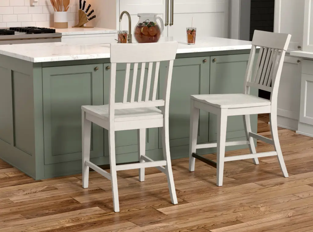 Haidel White Slat Back Counter Stools Set 2 Solid Timber wallace - bay