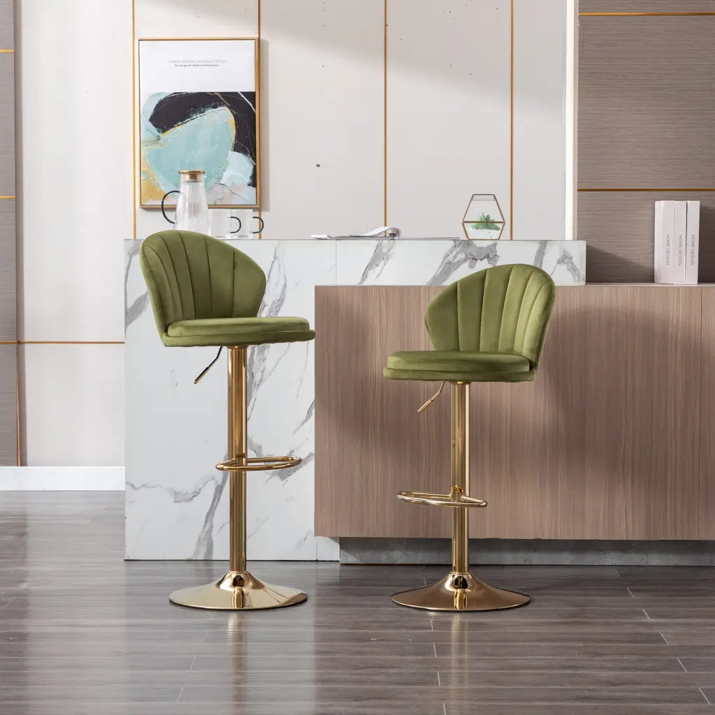 Set 2 Bar Stools Chrome Footrest And Base Swivel Height Adjustable weehaa furniture
