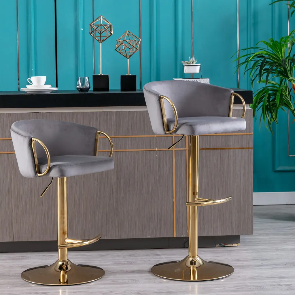 Set 2 Bar Stools Chrome Footrest Swivel Height Adjustable weehaa furniture