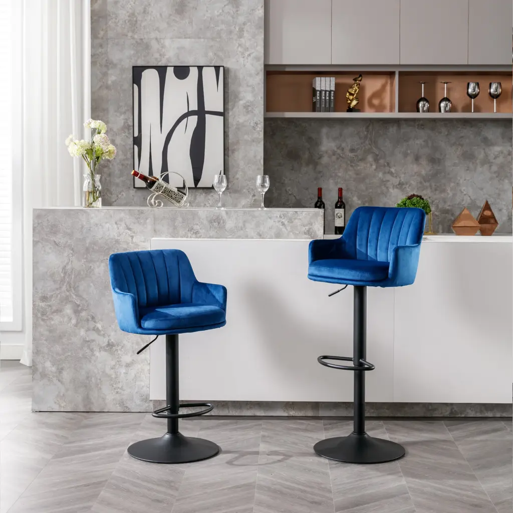 Set 2 Counter Height Bar Stools Back and Footrest weehaa furniture
