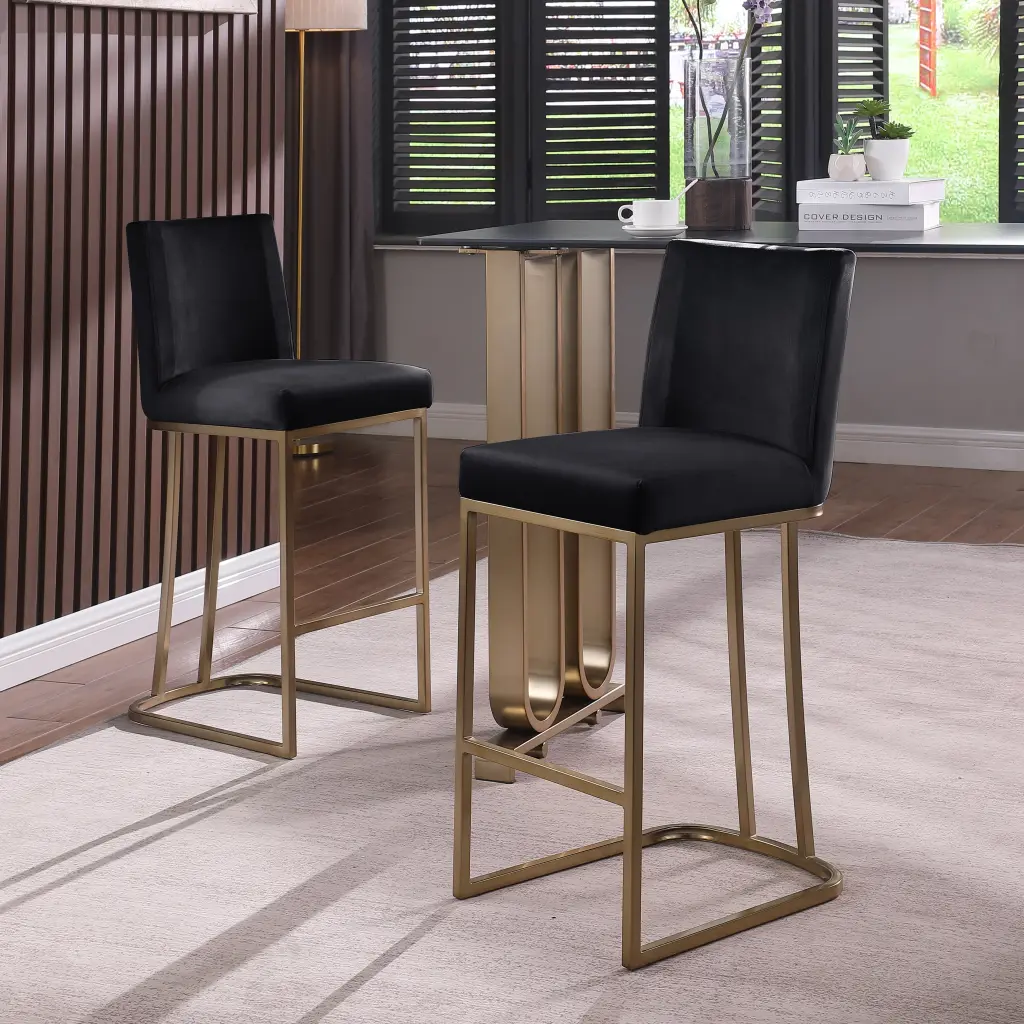 Bar Stools Set 2 Counter Height 26 Inch Bar Stools Back Gold Brushed woker furniture