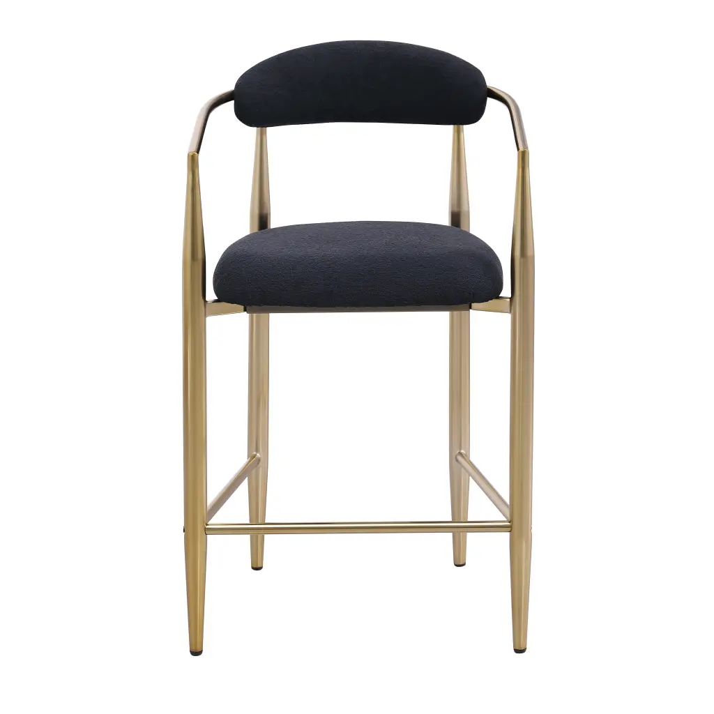 Modern Boucle Bar Stools Set 2 Upholstered Bar Height Stools woker furniture