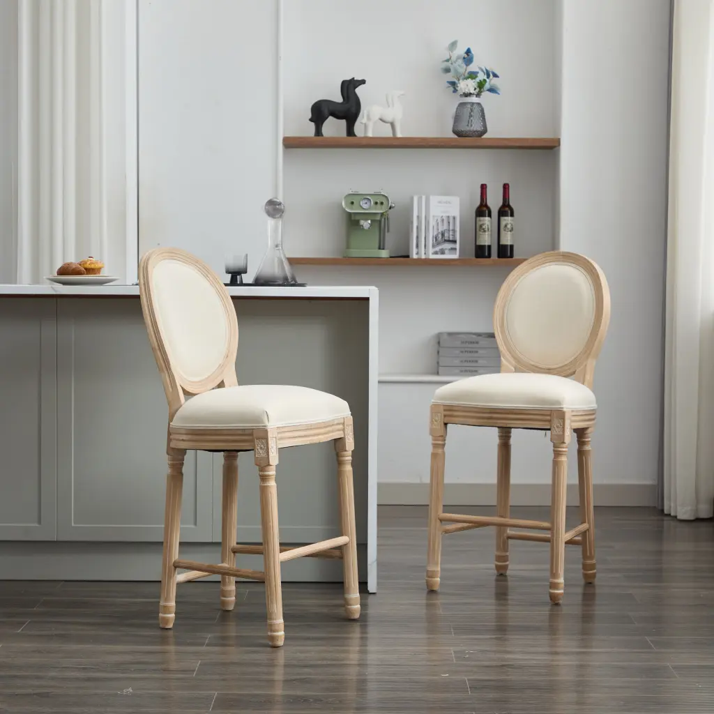 Solid Timber Bar Stools Set 2 Classic French Country Barstools yijian furniture co.- ltd