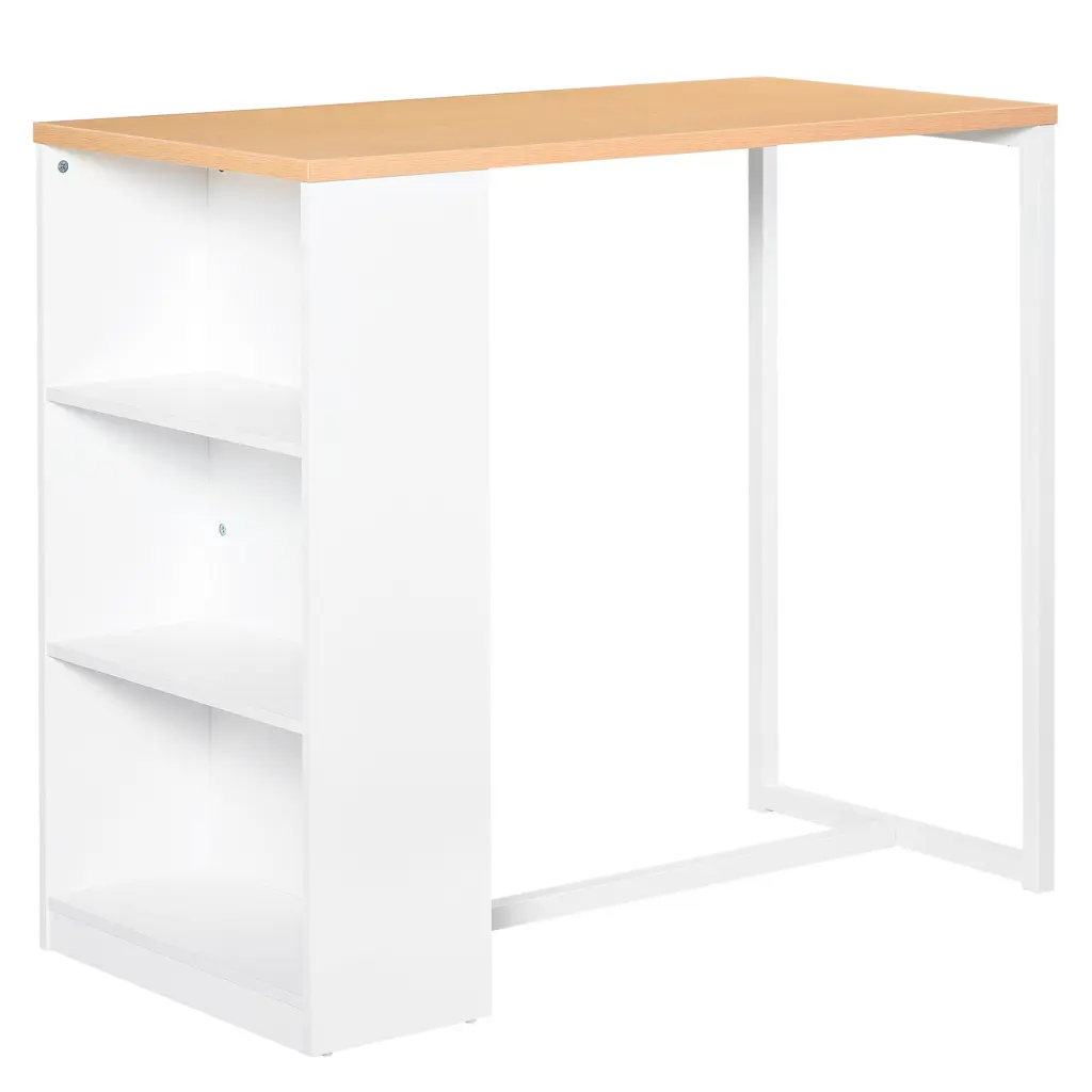Modern Bar Table Counter Height Dining Table 3 Storage Shelves Homcom aosom business