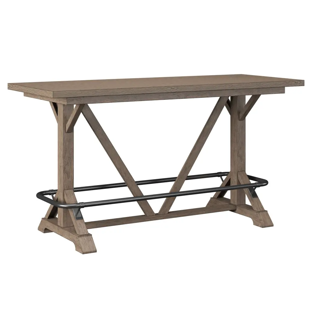 Benti Brown Bar Height Trestle Table Solid Timber wallace - bay