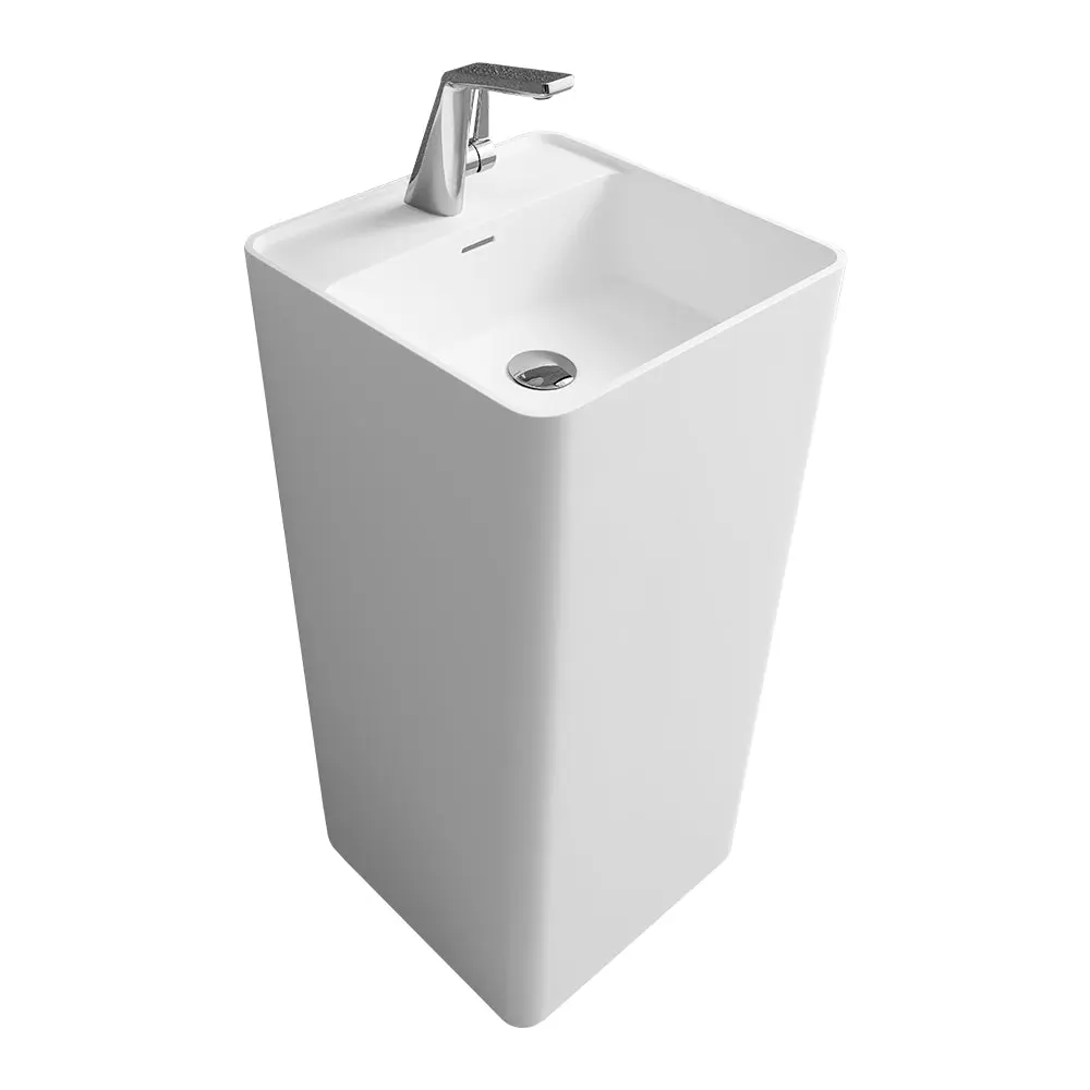 16.7 Inches Solid Surface Basin White Modern Bathroom Sink vovica