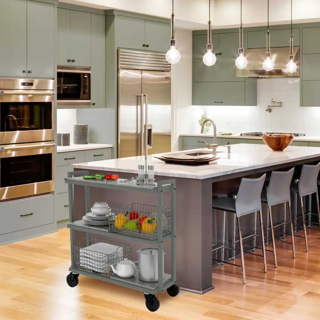 3 Tier Shopping Basket Interchangeable Bins and Caster Wheels atlantic inc.