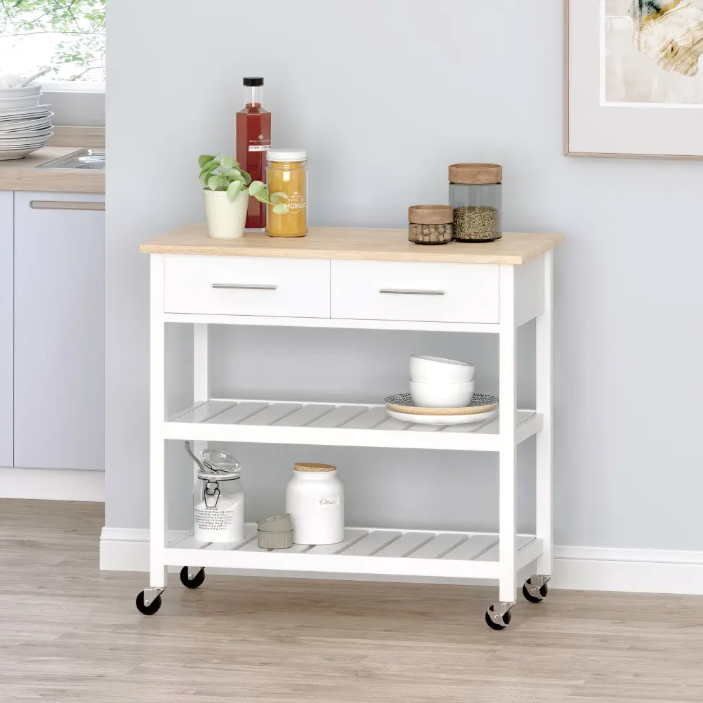 Kitchen Shopping Basket White Wood nh-sunfay