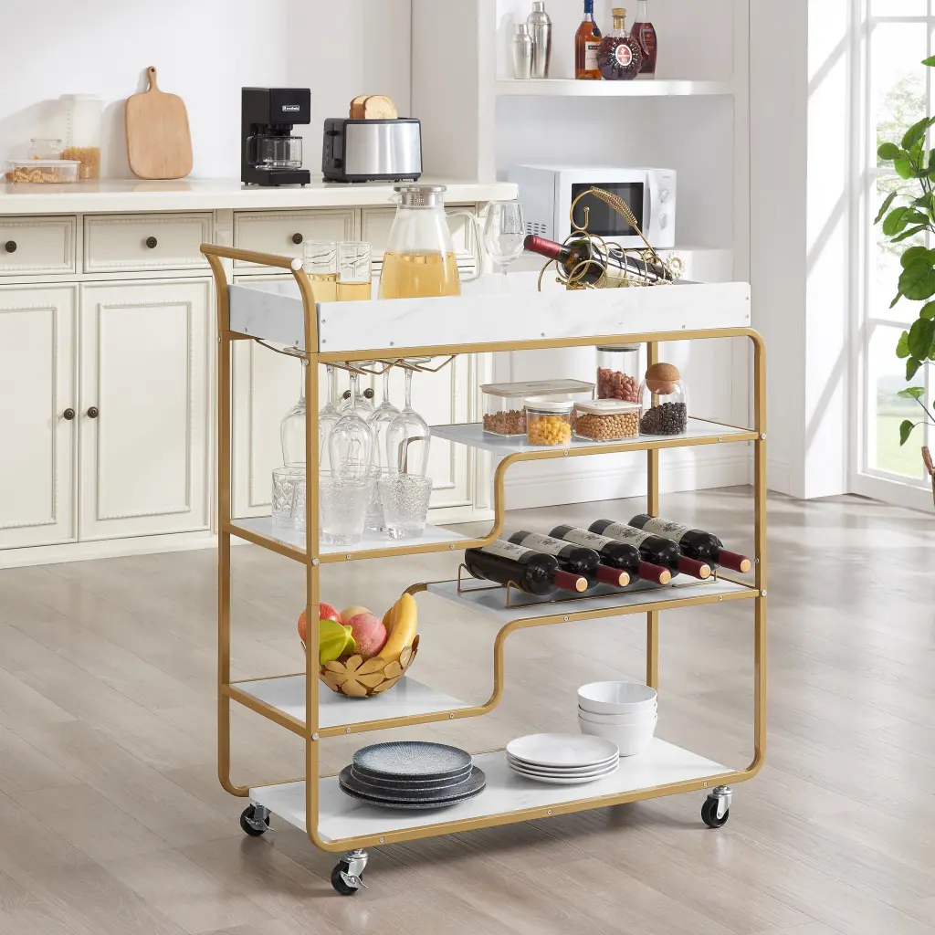 6 Tier Bar Shopping Basket Slide Bar Serving Retro Style Wine Basket Kitchen rnb
