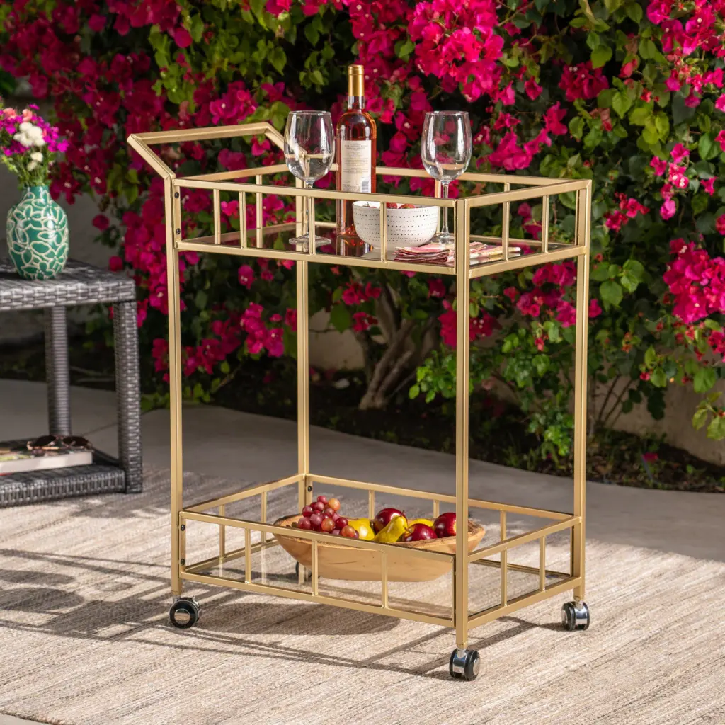 Bar Shopping Basket Gold Glass Metal Kitchen Storage nh-comfortcove