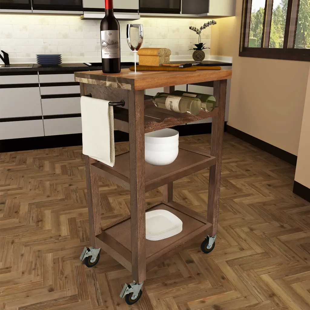 Belden Kitchen Shopping Basket Gray Dark Brown Wood steve silver furniture