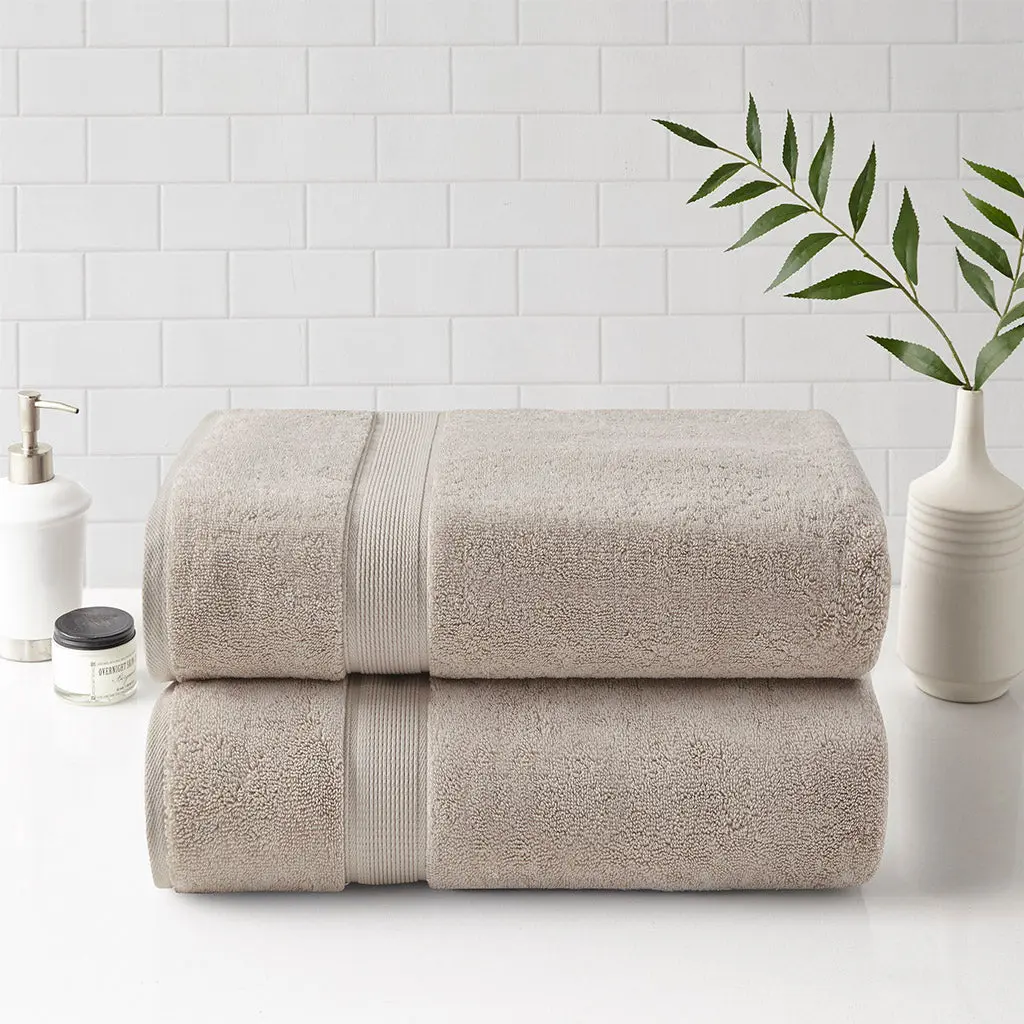 100% Cotton Antimicrobial Bath Sheet 2 Piece Set Natural Cotton jla