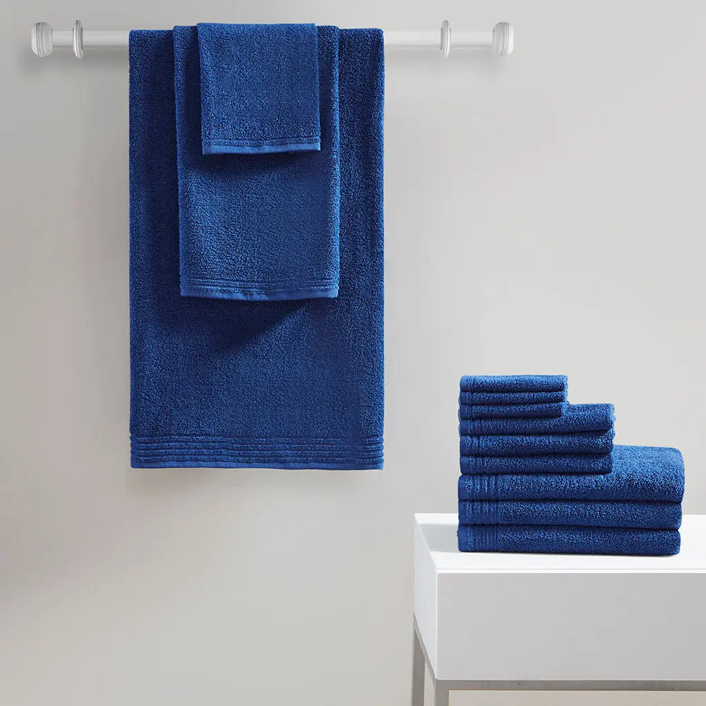 100% Cotton Quick Dry 12 Piece Bath Towel Set Navy Blue jla