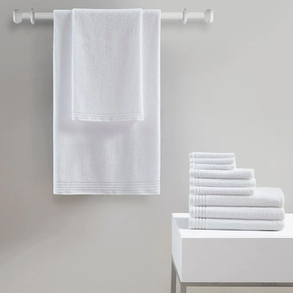 100% Cotton Quick Dry 12 Piece Bath Towel Set White jla
