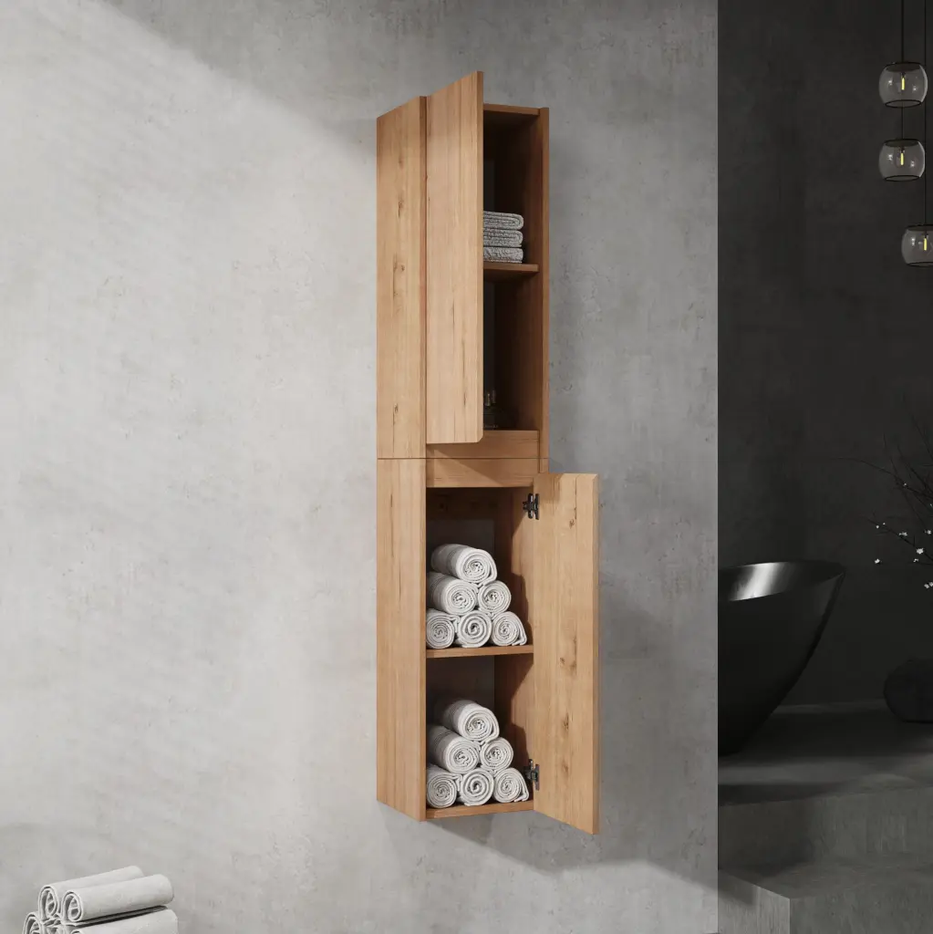 12 Inch Bathroom Side Cabinet 2 Soft Close Doors Float Mounting Design g-lemon