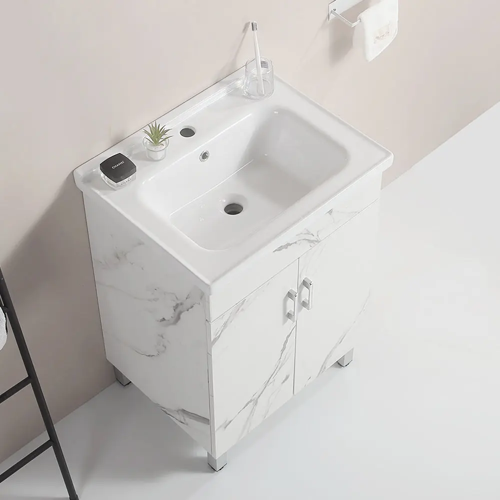 24 Inch Marble Textured Bathroom Cabinet Ceramic Sink gf