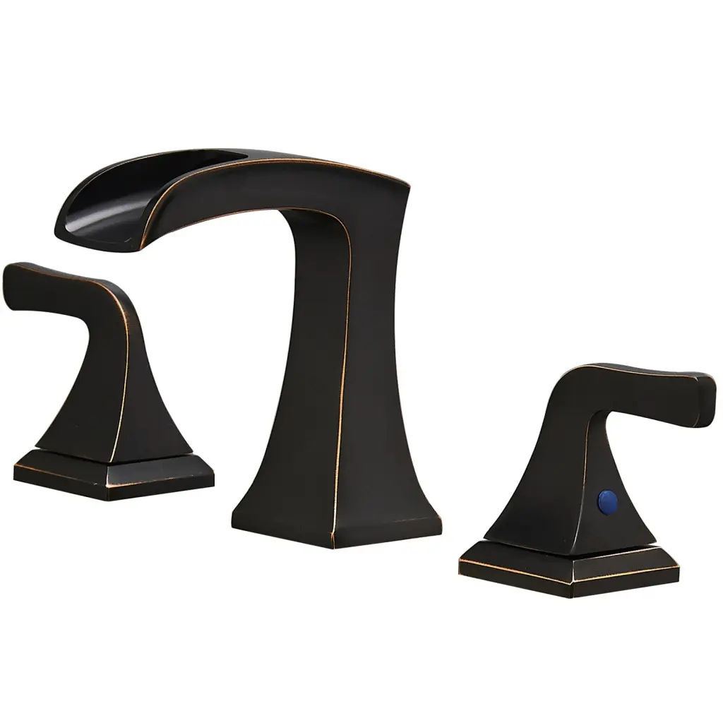 8 Inch Widespread Waterfall Sink Faucet Two Handles Oil Rubbed Metal bathininc