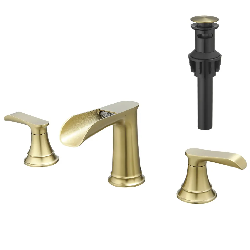 Bathroom Faucets Sink 3 Hole Nickel Gold 8 Inch Widespread flg