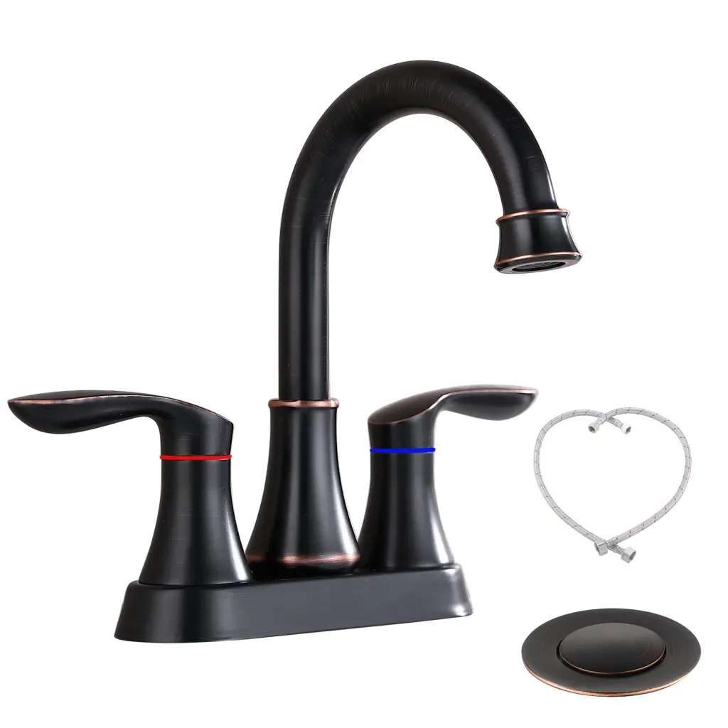 2 Handle 4 Inch Oil Rubbed Bronze Bathroom Faucet, Vanity Sink Faucet t3177