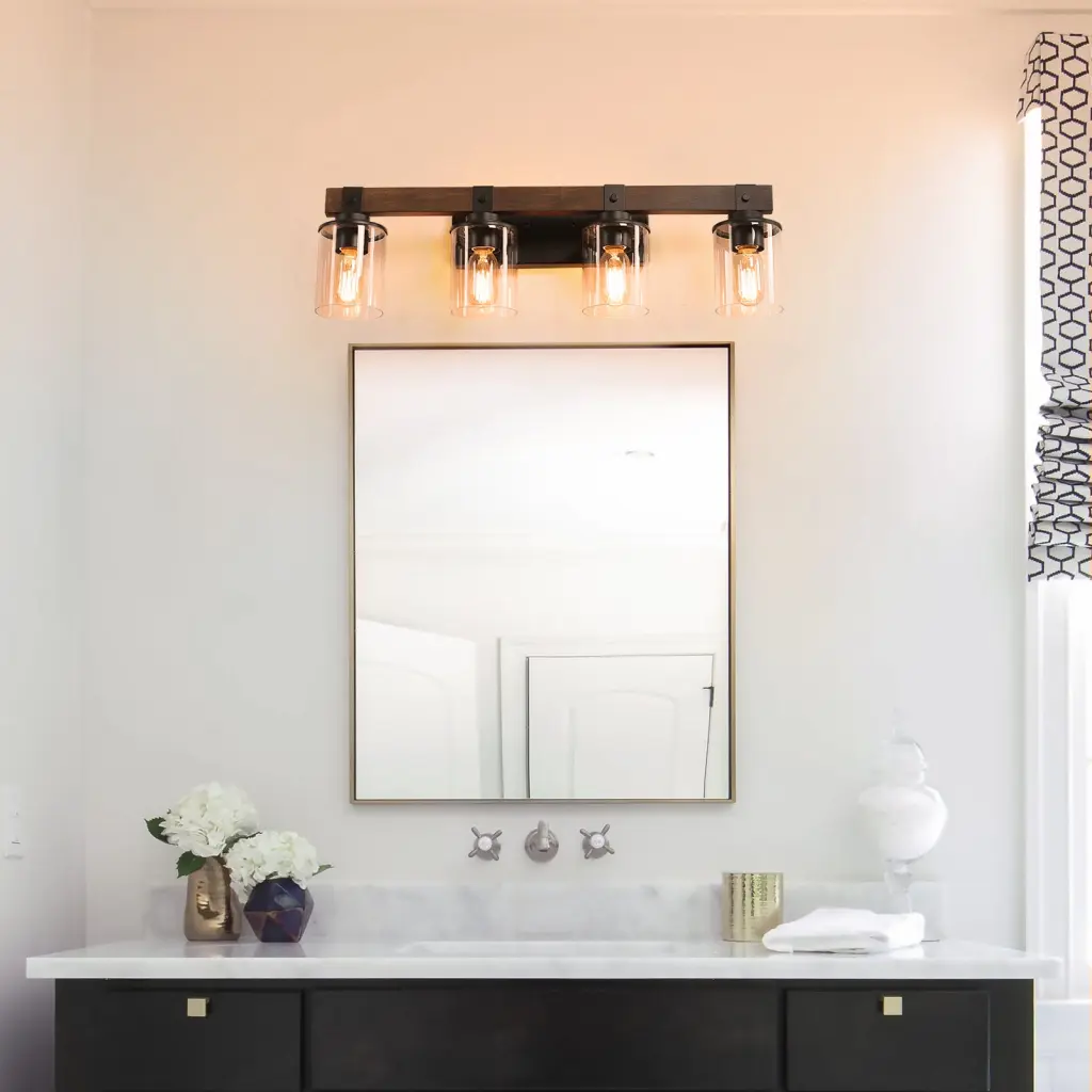 4 Lights Farmhouse Vanity Lights Fixture Rustic Bathroom Lighting lighting commune