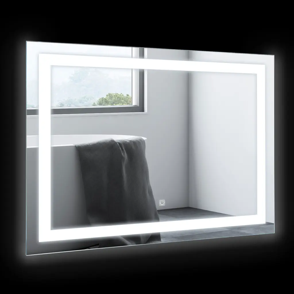 32 x 24 Inch LED Illuminated Bathroom Mirror, Wall Mounted Vanity Mirror Homcom aosom business