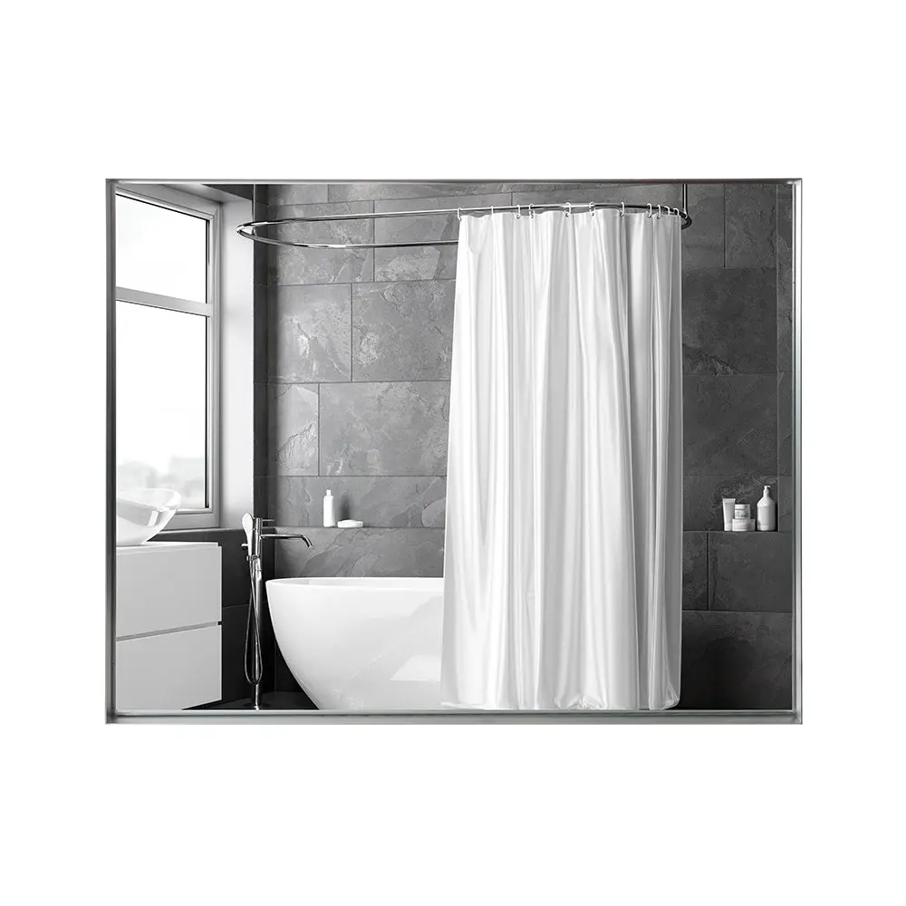 36x30 Inch Glossy Brushed Metal Framed Rectangular Bathroom Mirror rnb