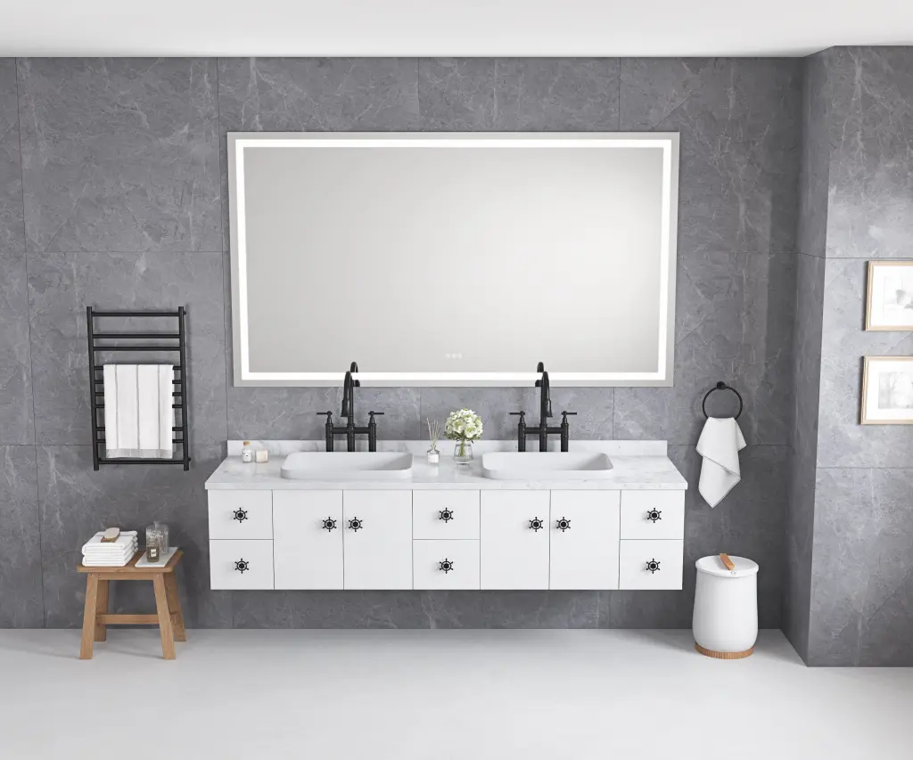 72 Inch W x 36 Inch H Frameless LED Single Bathroom Vanity Mirror Polished Finish rnb