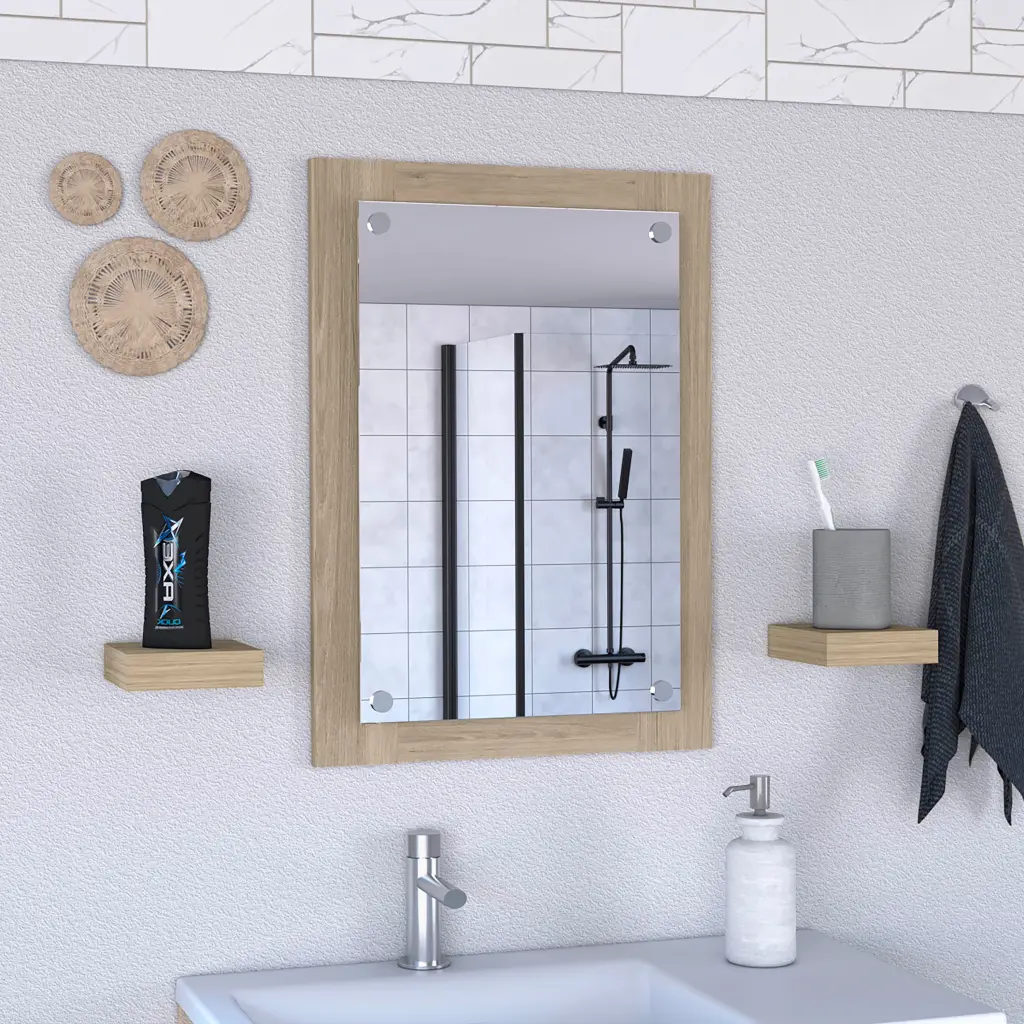 Vanguard Bathroom Mirror Frame Looking Crystal Light Pine Beige Particle rta muebles colombia