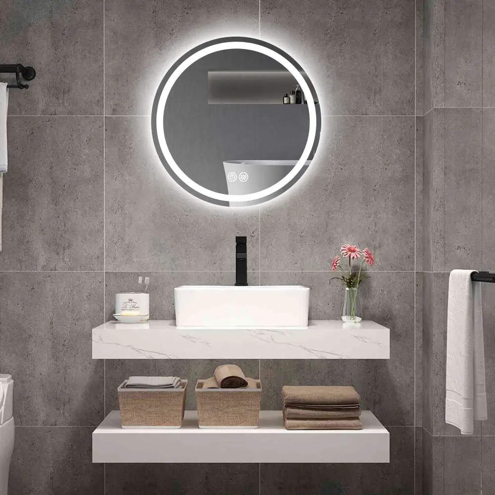 24In H LED Single Bathroom Vanity Mirror Sleek Crystal Design singularity