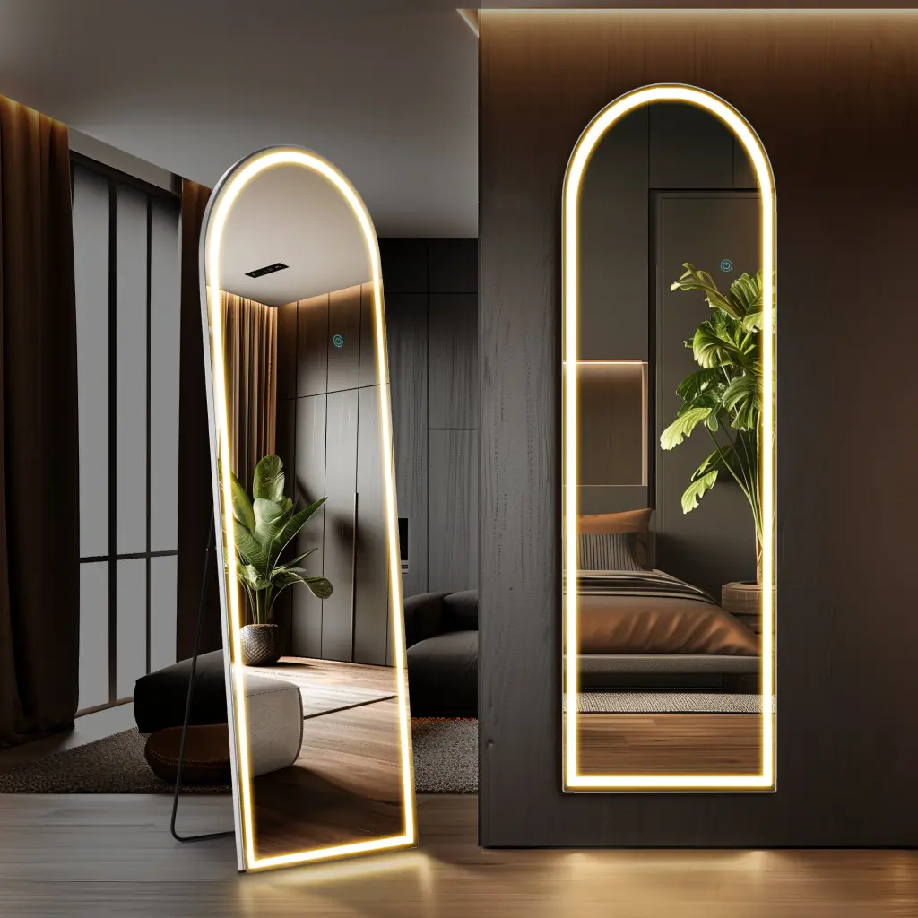 3 Hue Lighting Mirror Led Lights 60X16 Inch Lighted Floor Standing Vanity Mirror w2201