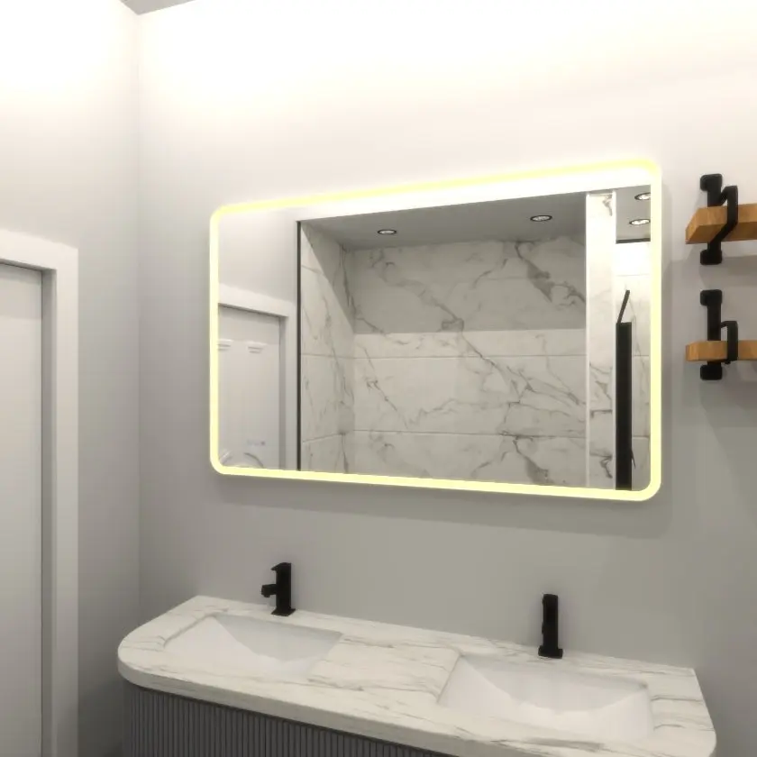 Bathroom LED Mirror Matte White Iron Frame x4bath