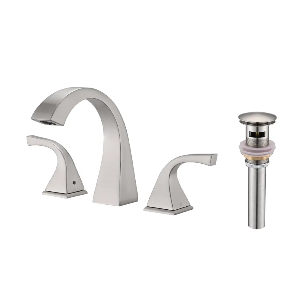 2 Handle Bathroom Sink Faucet Drain Brushed Nickel Modern Basin Tap mexile