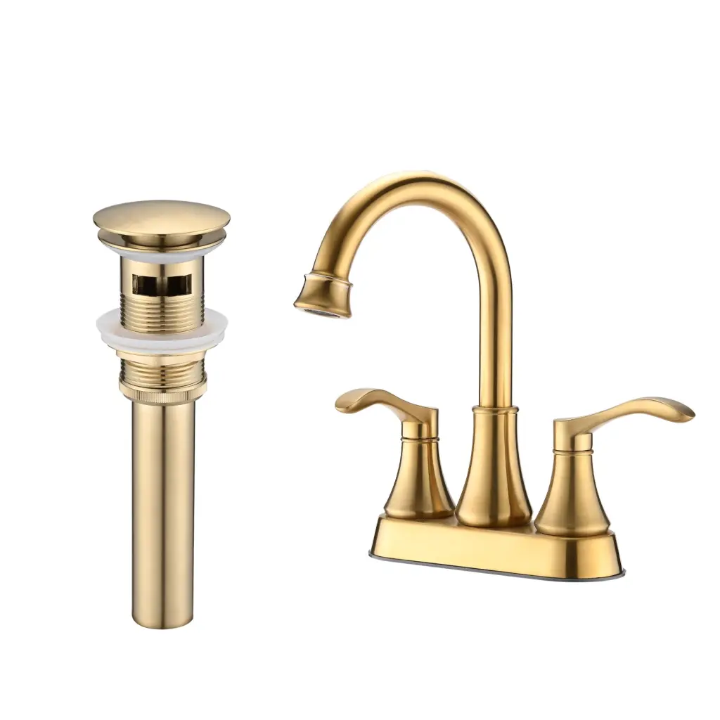 4 Inch Centerset Bathroom Faucet 360 Swivel Spout and Pop Up Drain mexile