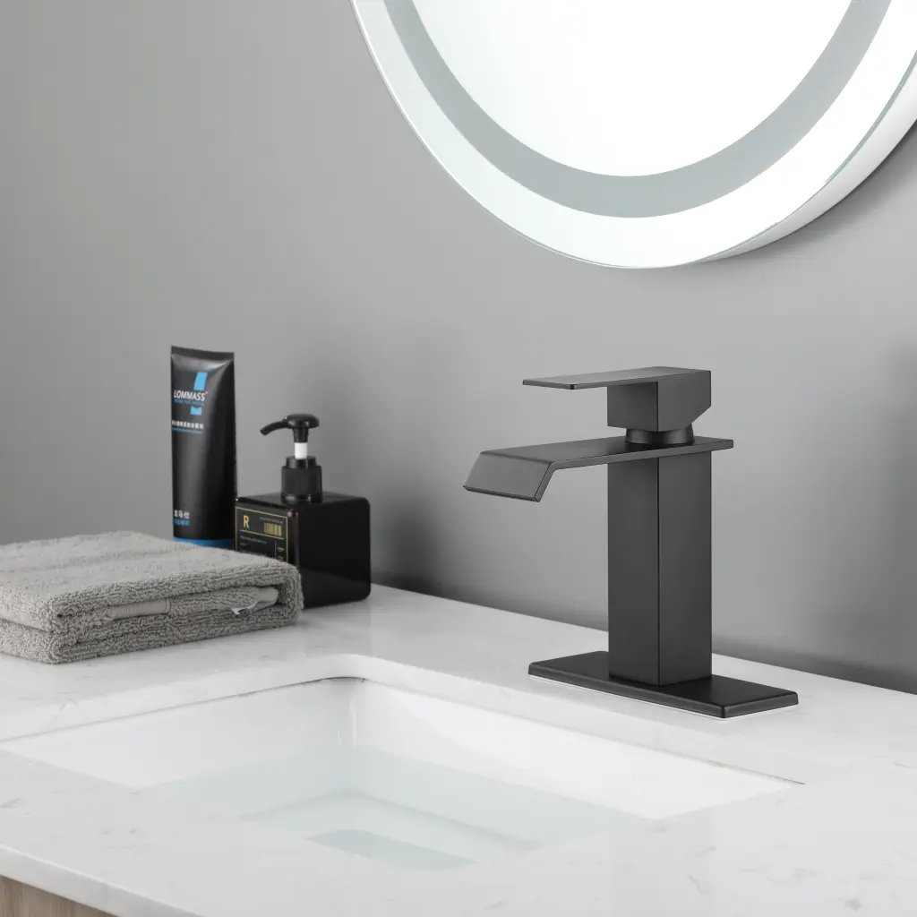 Waterfall Spout Bathroom Faucet Single Handle Vanity Sink Faucet w2287
