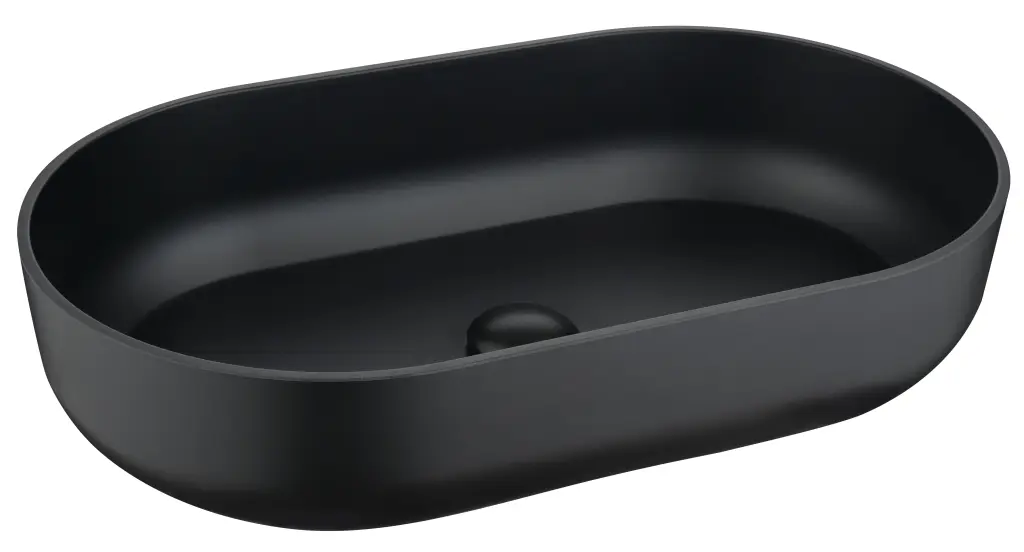 24x14x5.5 Matte Shell Bathroom Sink - Matte Black ABS Modern Design rnb