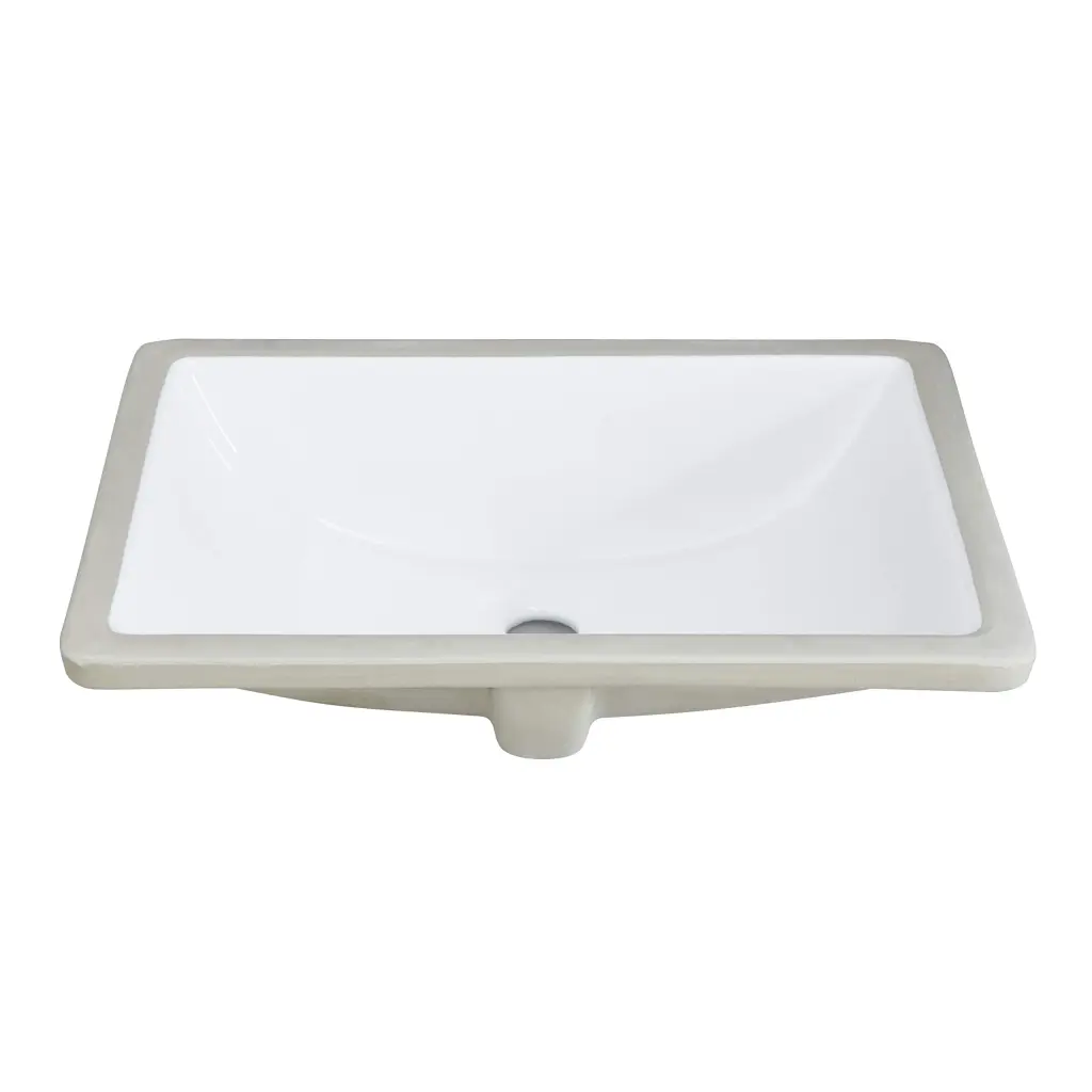 White Rectangular Undermount Bathroom Sink Overflow Ceramic whale