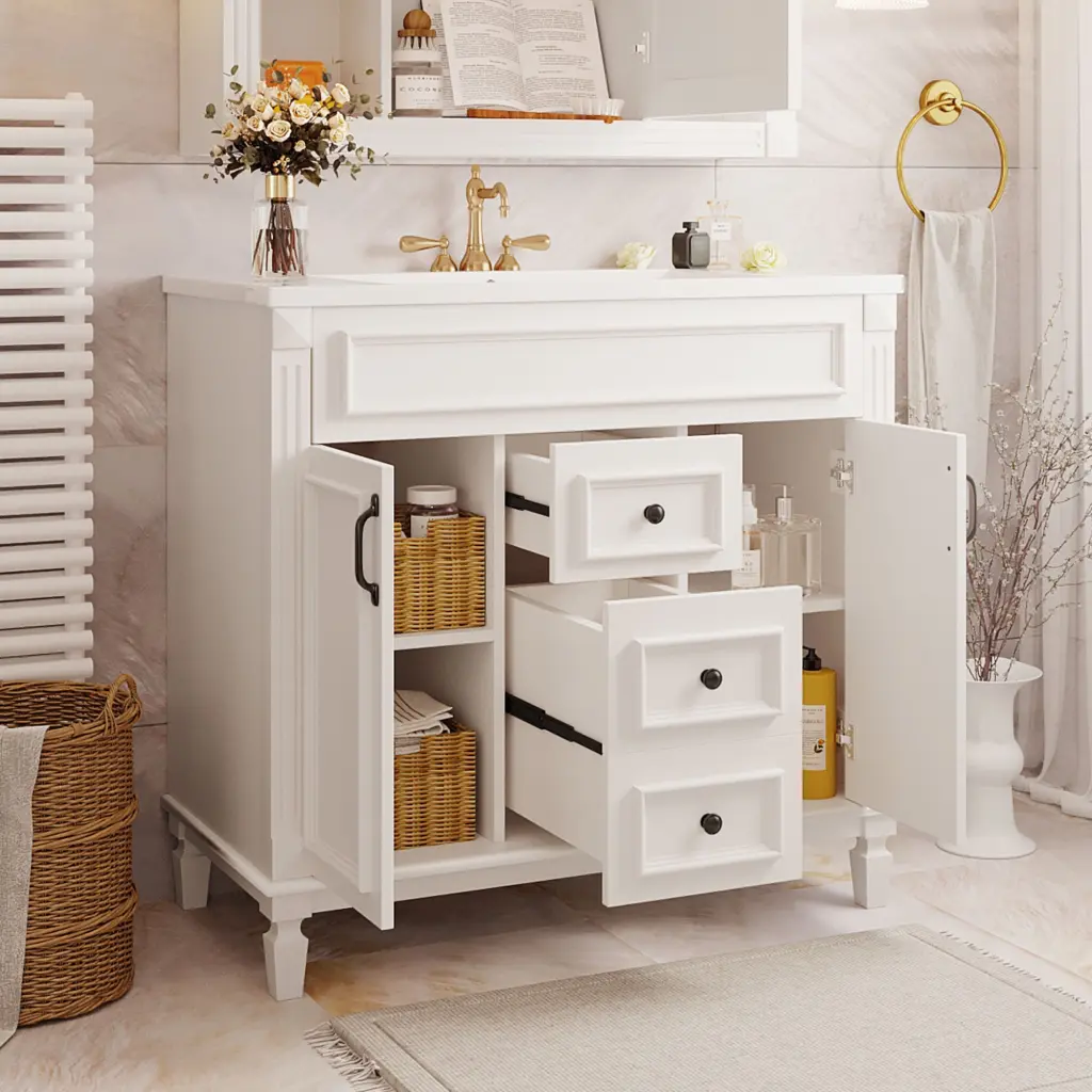 36 Inch Bathroom Vanity Top Sink Modern Bathroom Storage Cabinet Mirror rnb