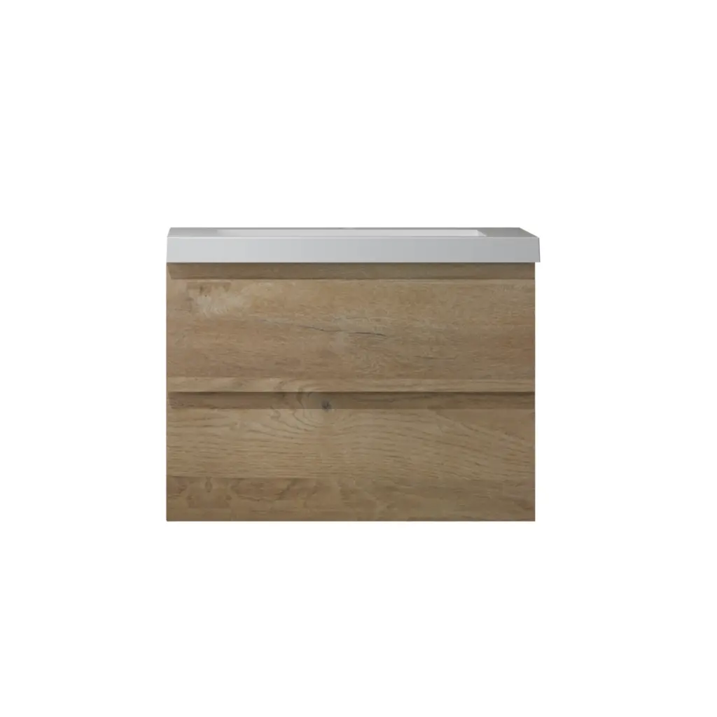 29 Inch Wall Mounted Single Bathroom Vanity Natural Timber White Sink bathininc