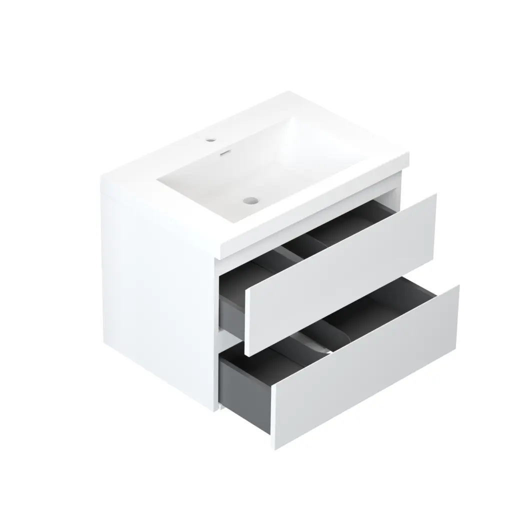 29 Wall Mounted Single Bathroom Vanity Gloss White White Solid Surface bathininc