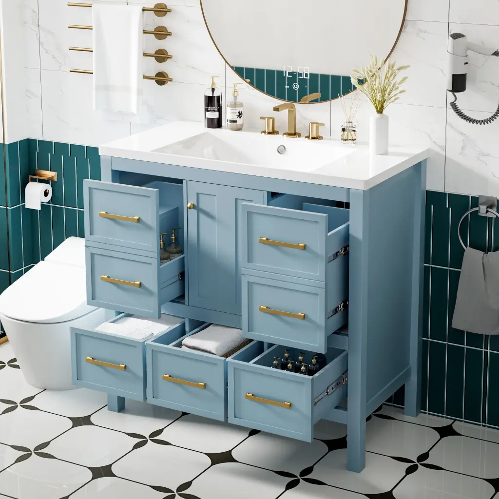 36 Bathroom Vanity Resin Sink Bundle Solid Timber Frame mrs