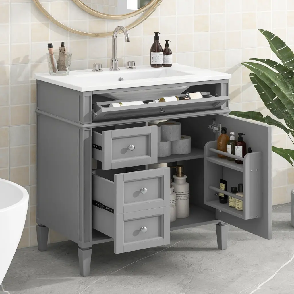 30 Inch Modern Bathroom Vanity Top Sink and Storage Cabinet mrs