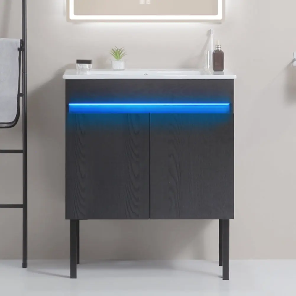 30 Inch Bathroom Vanity Sink Radar Sensing Light Large Storage Space Modern Bathroom Furniture singularity